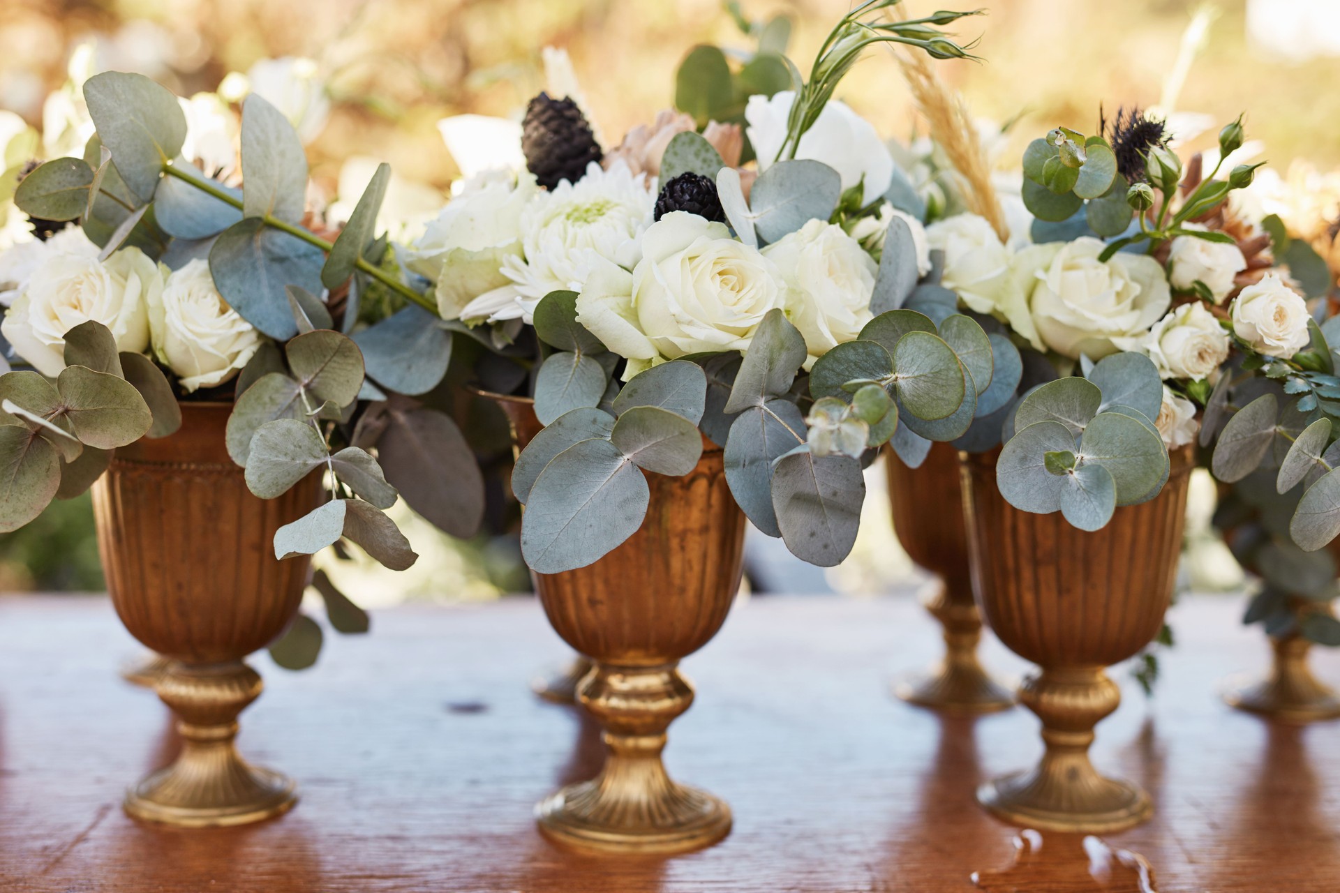 Shot of a beautiful flower arrangement at a wedding reception